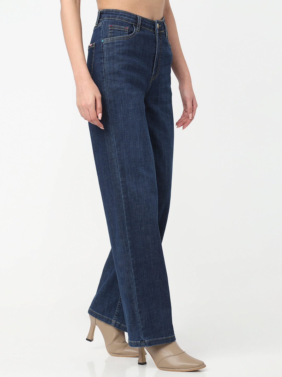 Women Blue High-Rise Baggy Jeans