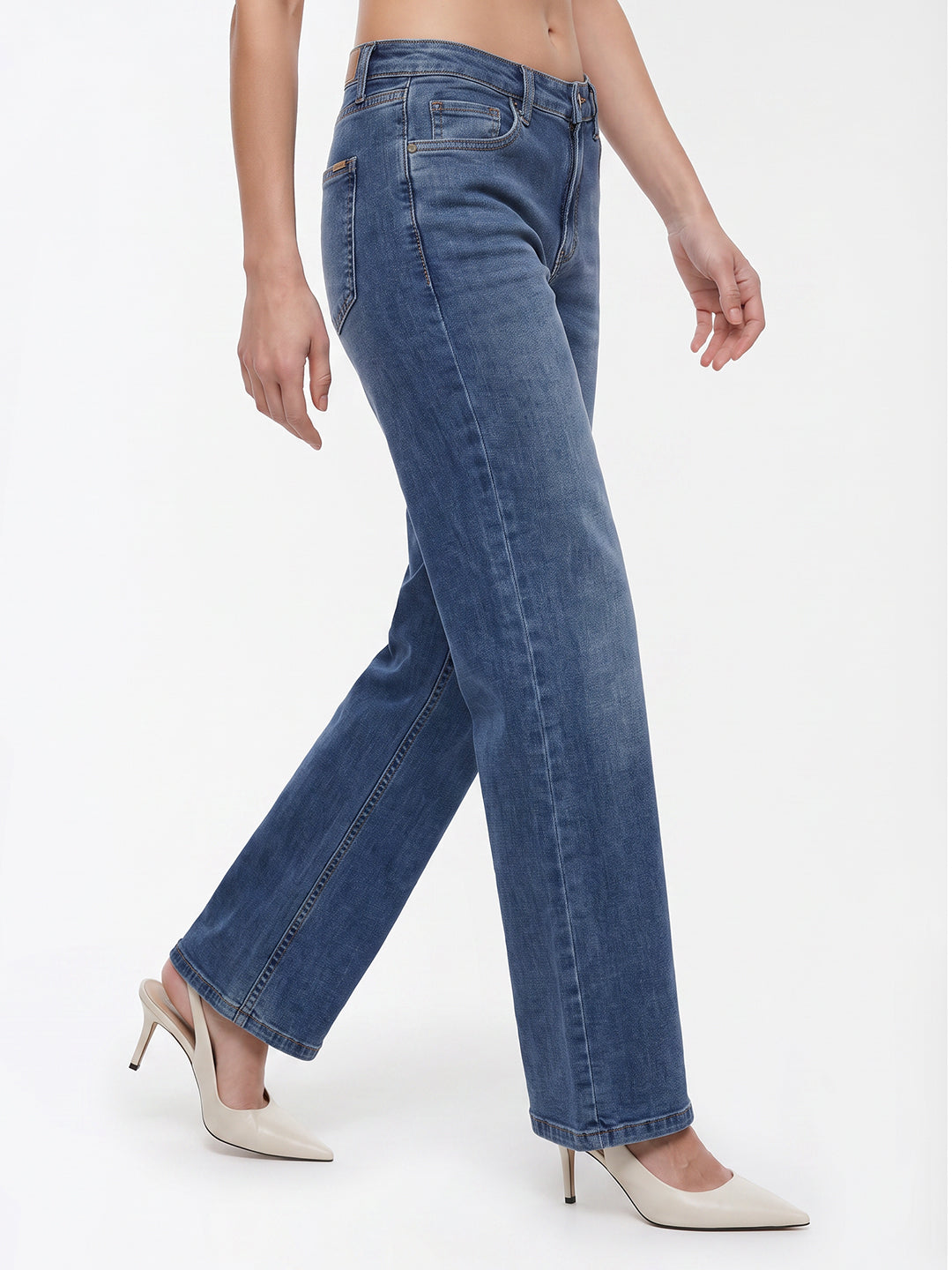 Women Blue High-Rise Slim Straight Fit Jeans