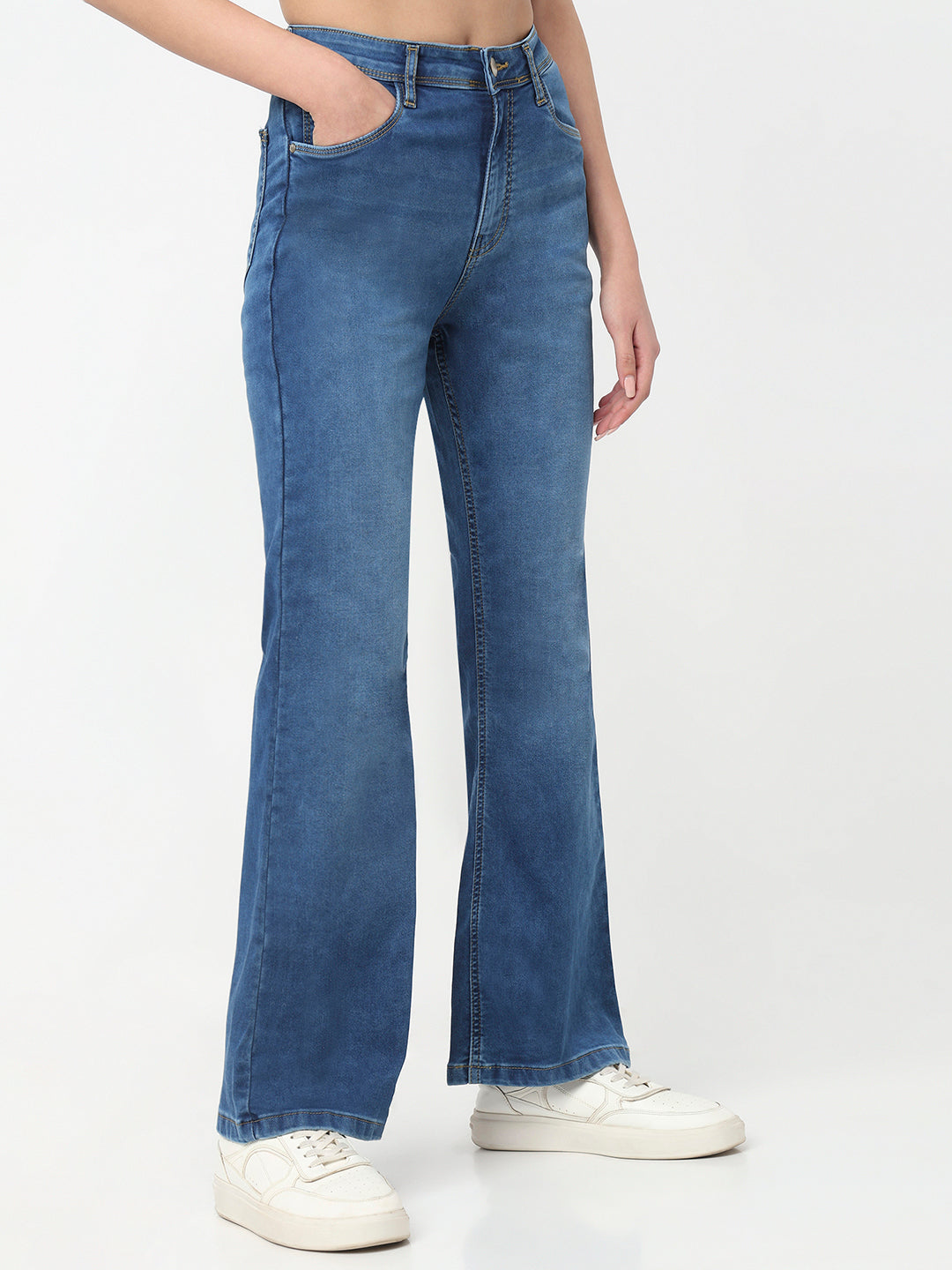 Women Blue High-Rise Flare Jeans