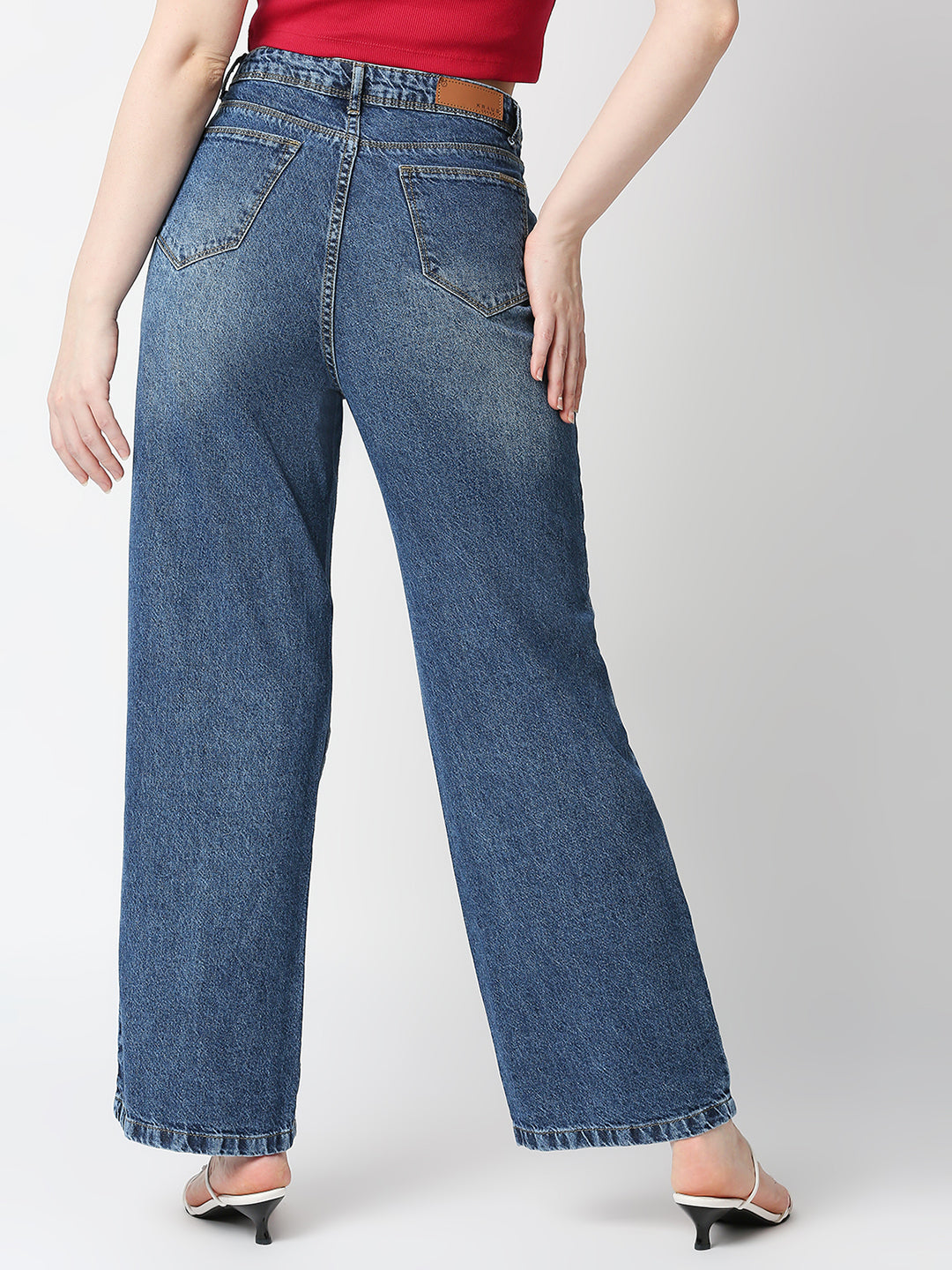 Women Blue High-Rise Wide Leg Jeans