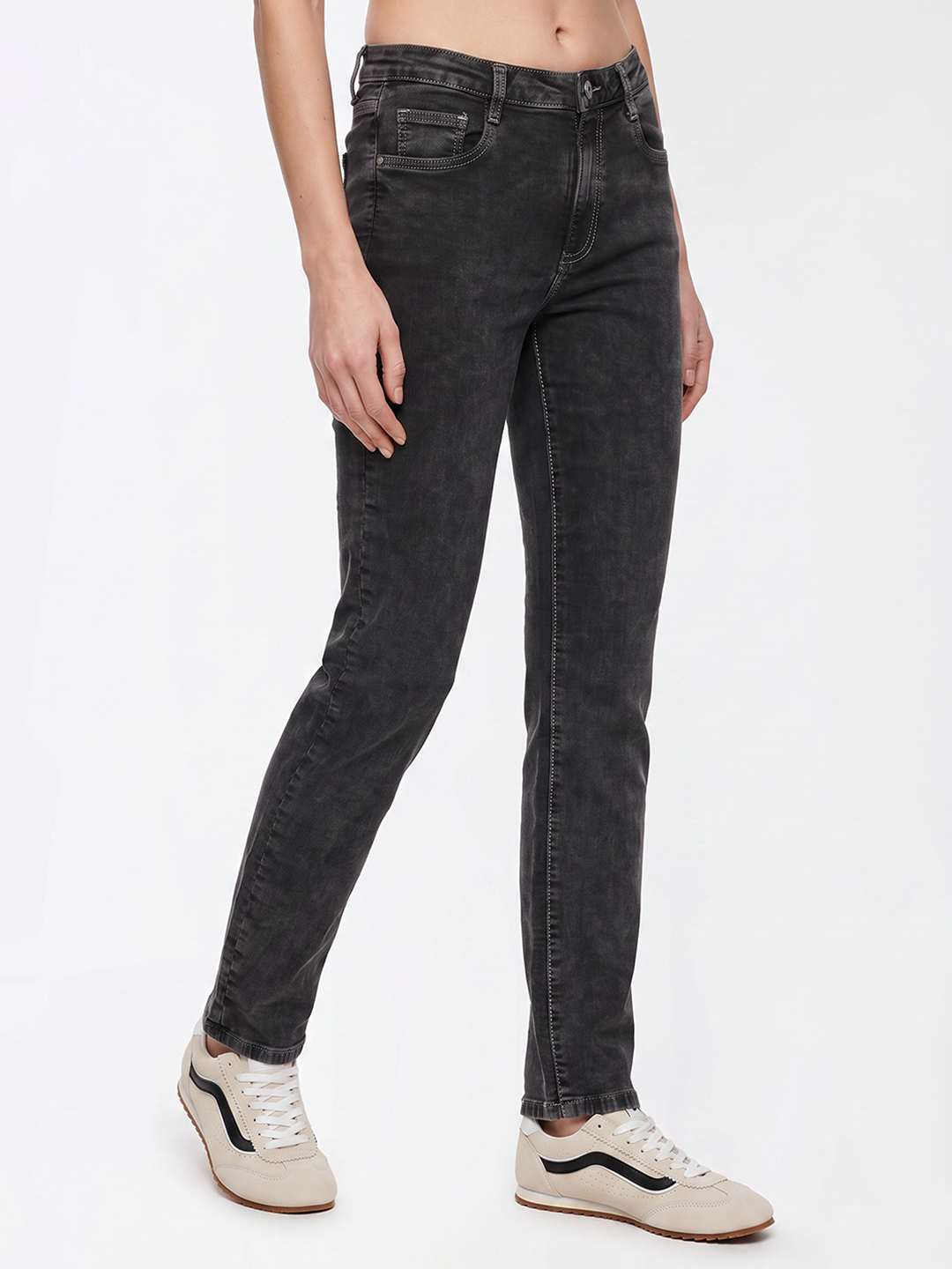 Women Grey High-Rise Flare Jeans