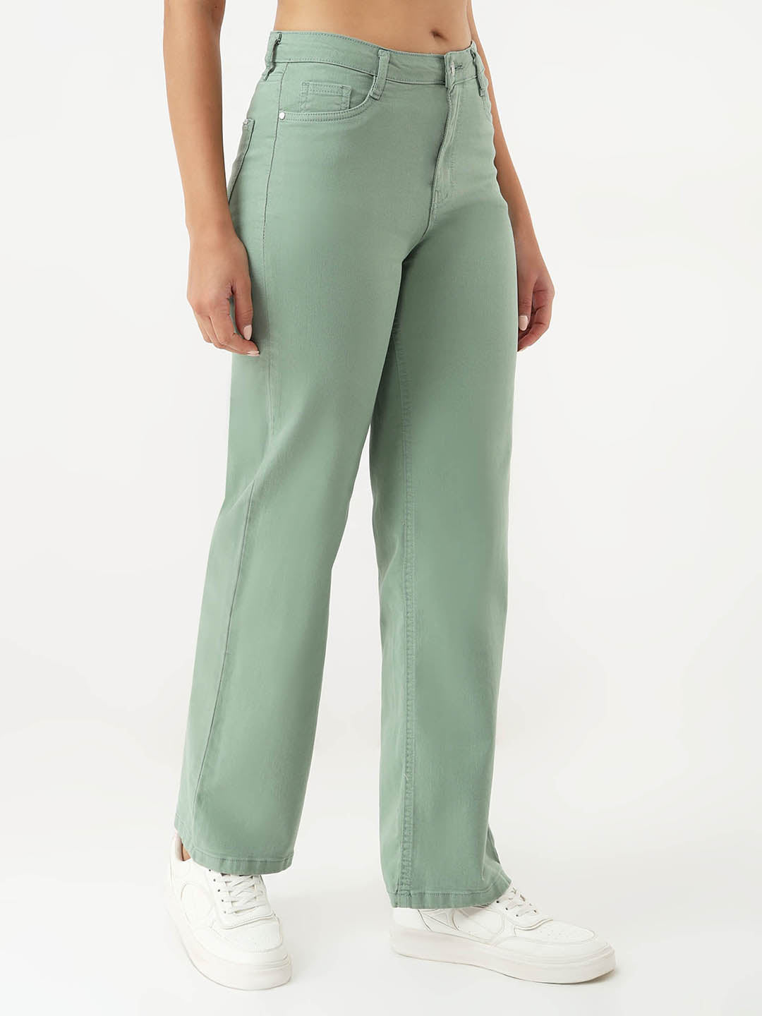 Women Mint Loose Straight Jeans