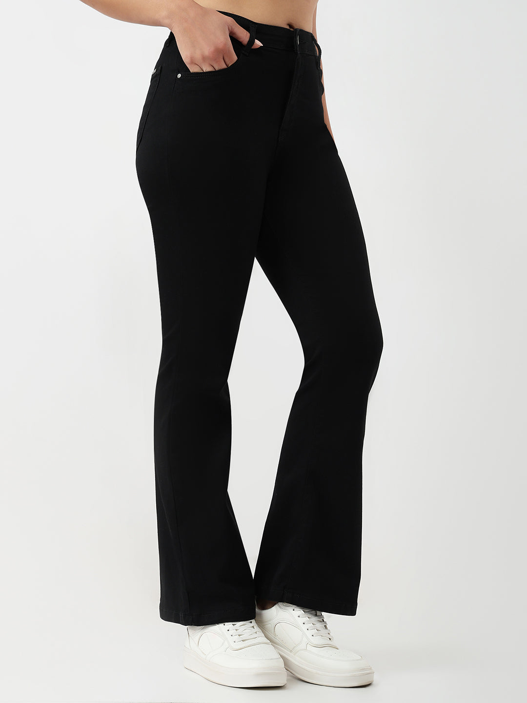 Women Solid High-Rise Flare Jeans