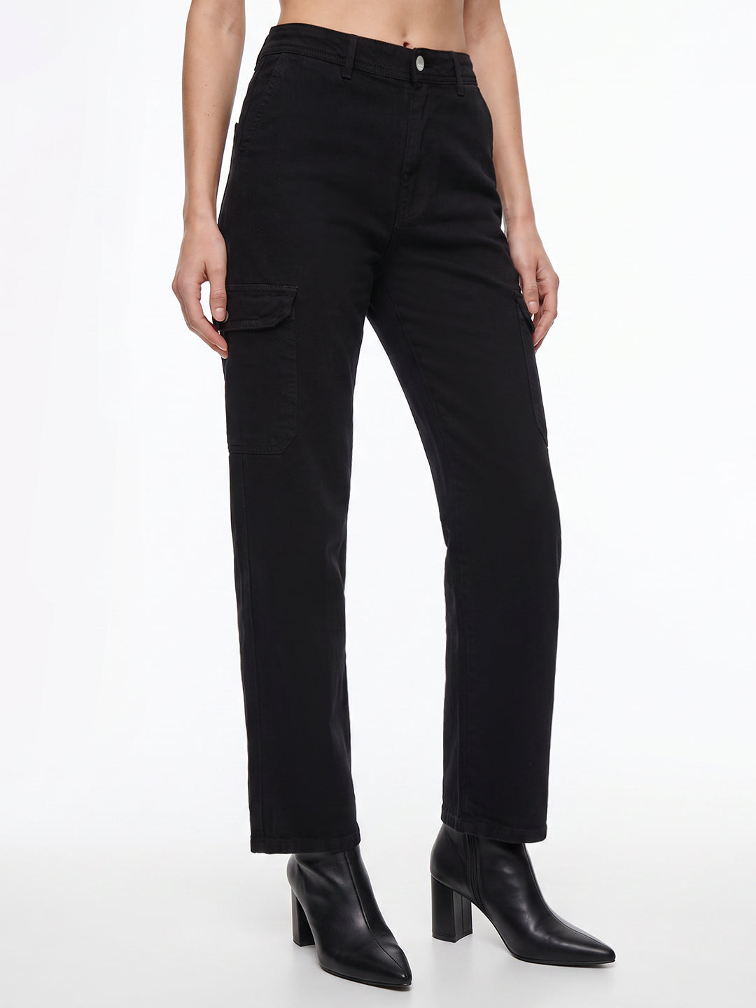 Women Black Mid-Rise Cargo