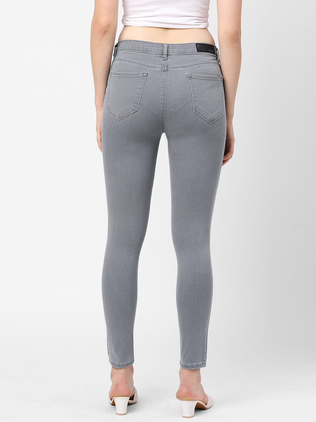 Women Grey Mid-Rise Skinny Fit Jeans
