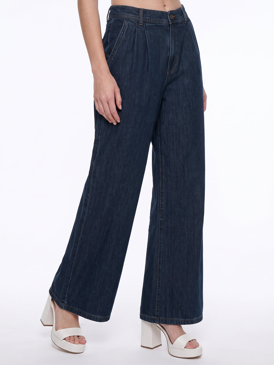 Blue High-Rise Super Wide Leg Jeans