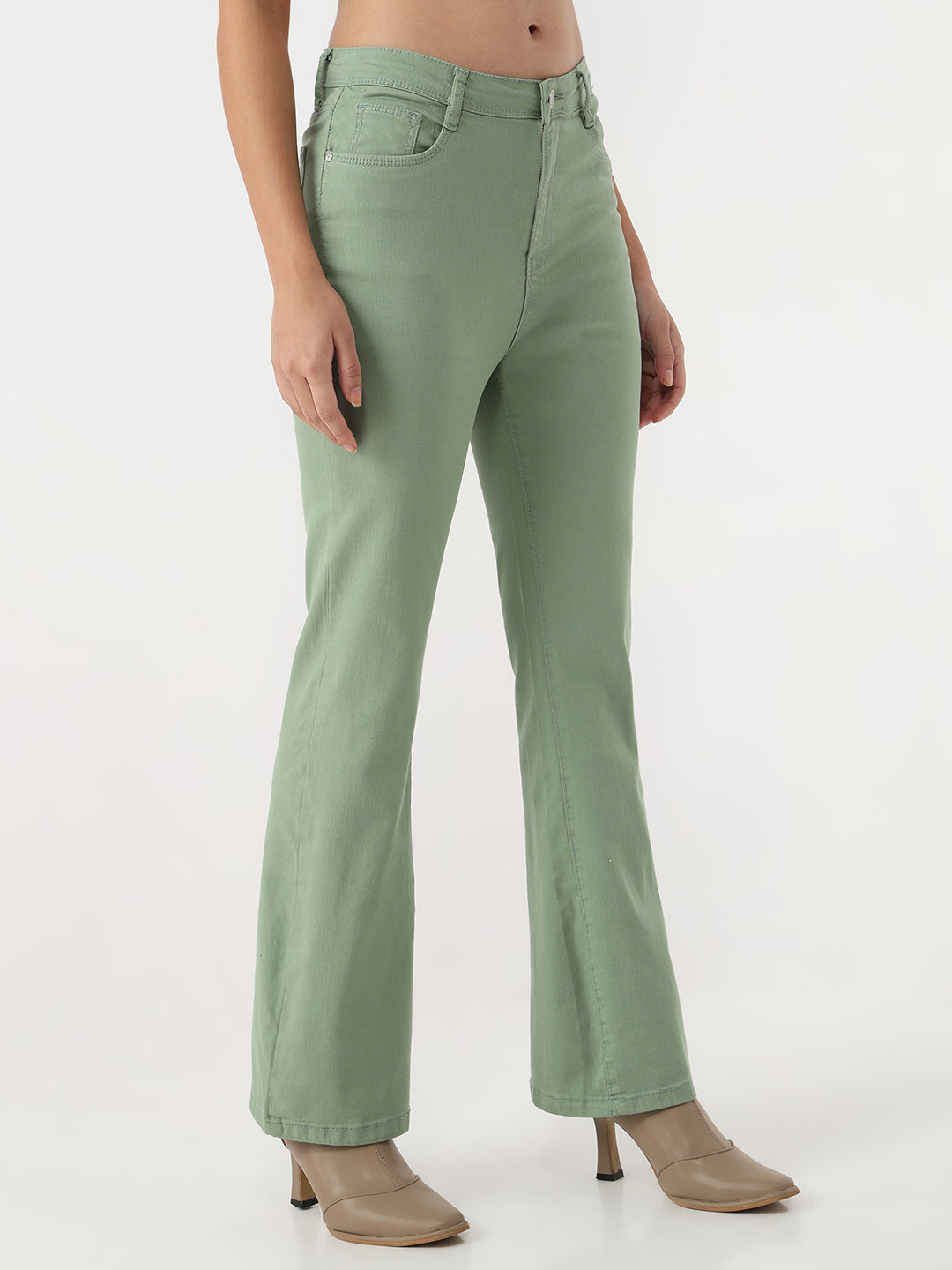 Women Mint High-Rise Flare Jeans