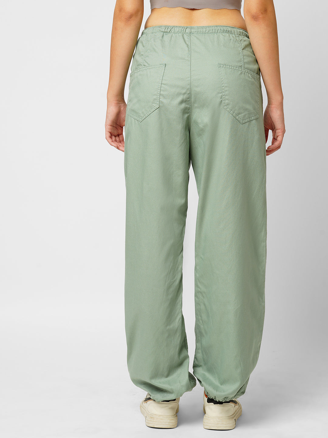 Women Mint Green High-Rise Parachute Fit Pant