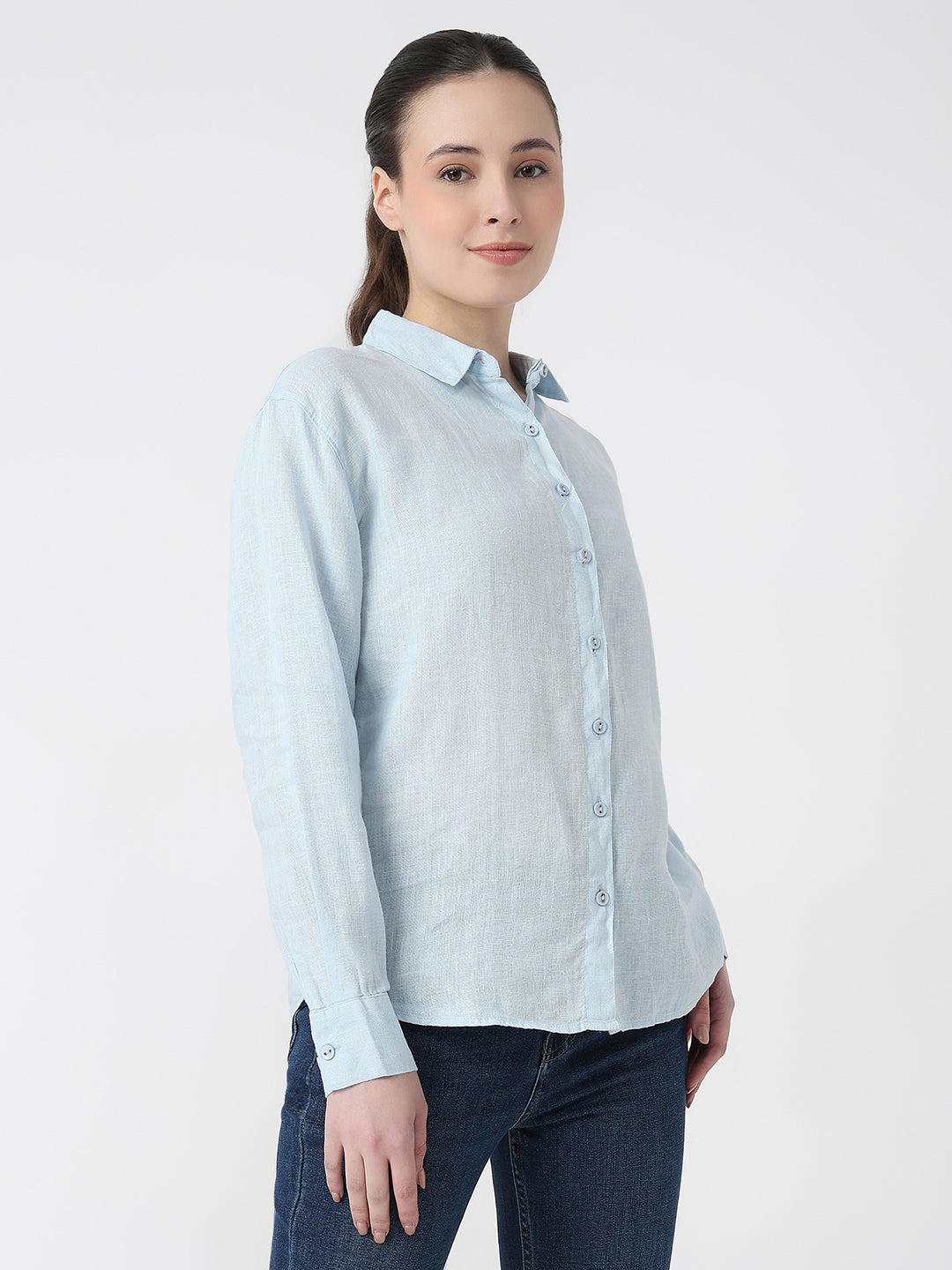 Women Sky Slim Fit Oversized Shirt