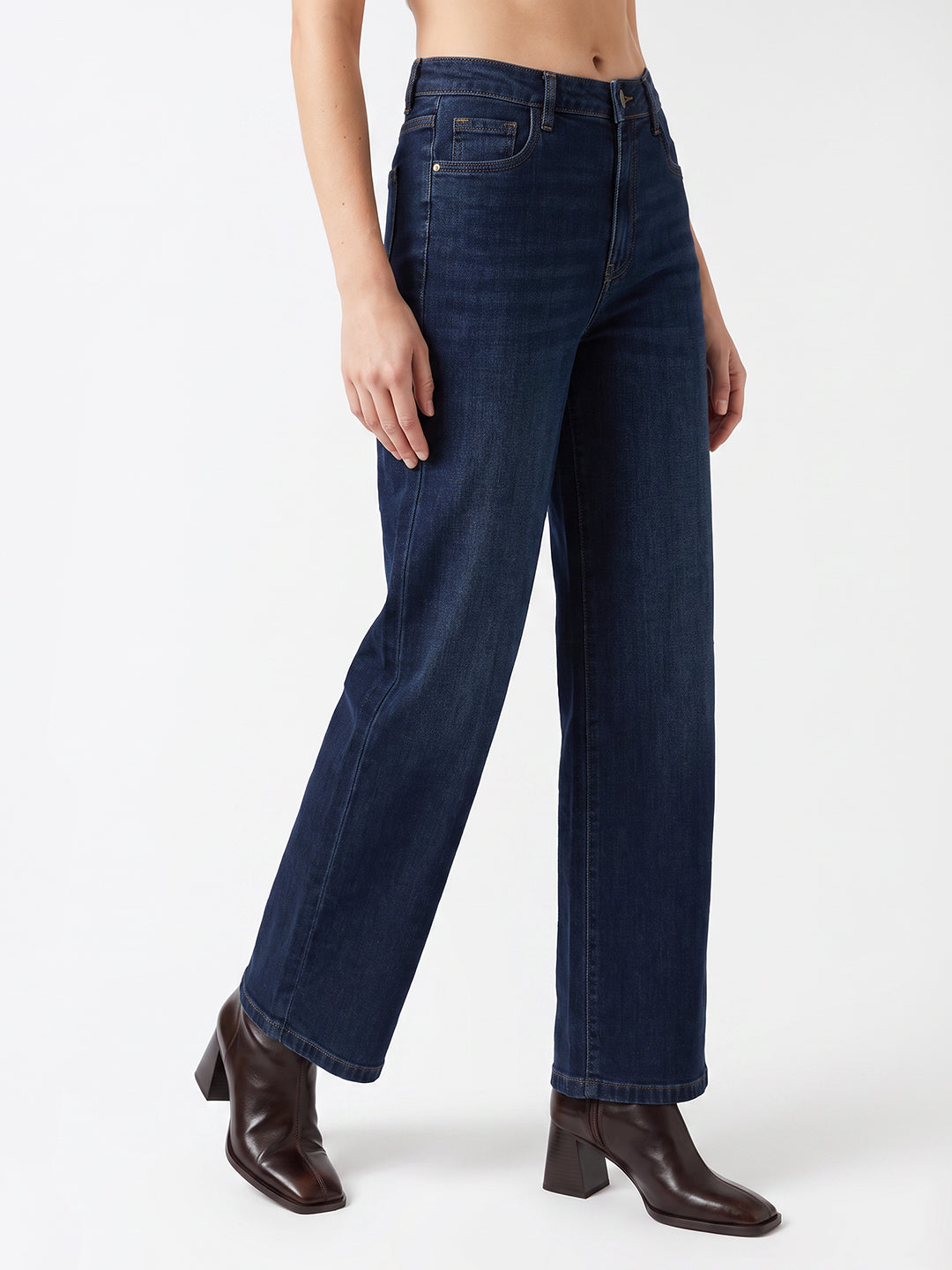 Women Blue High-Rise Straight Fit Jeans