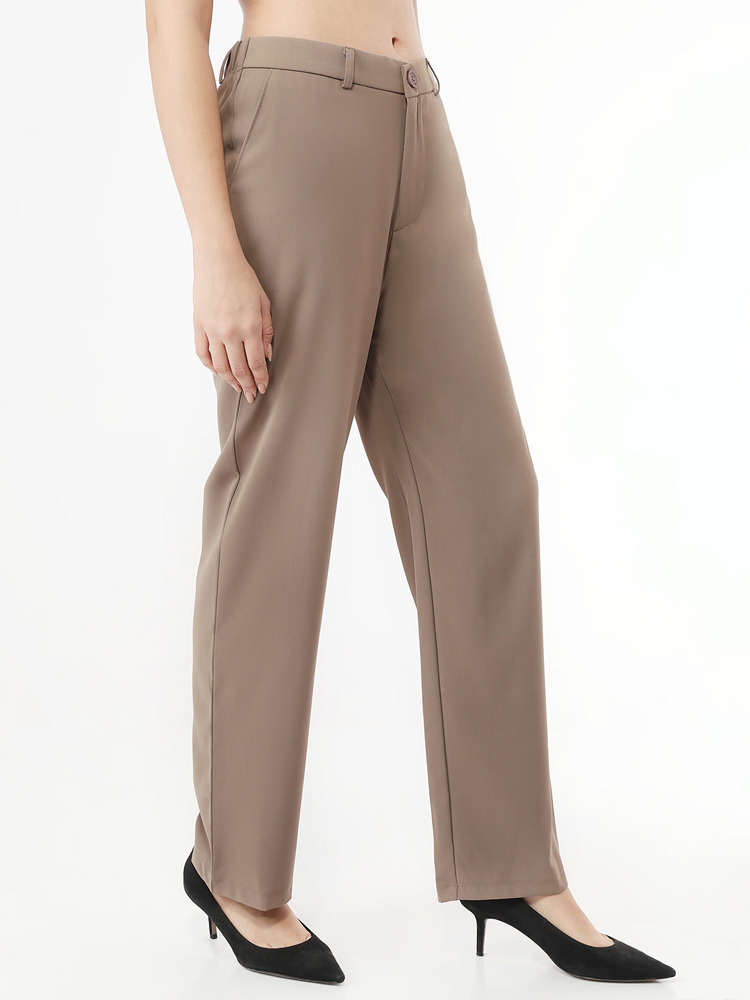 Women Stone Mid-Rise Korean Pants