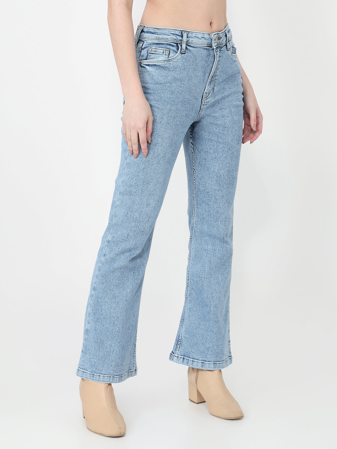 Blue High-Rise Flare Jeans