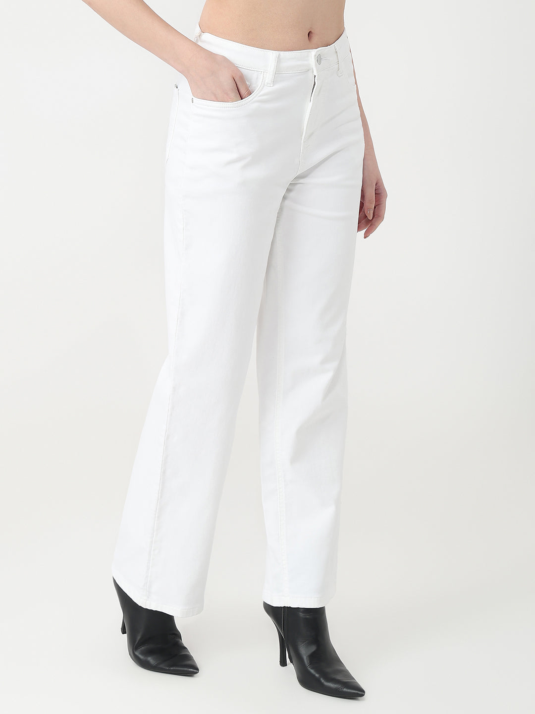 Women White High-Rise Straight Jeans