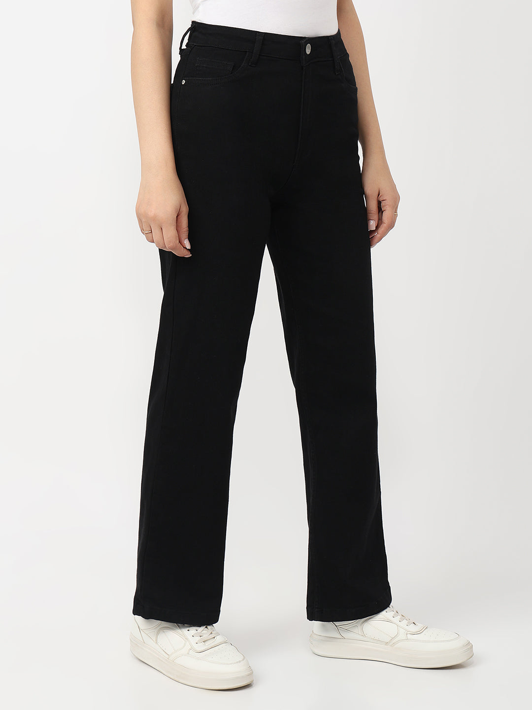 Black High-Rise Straight Fit Jeans