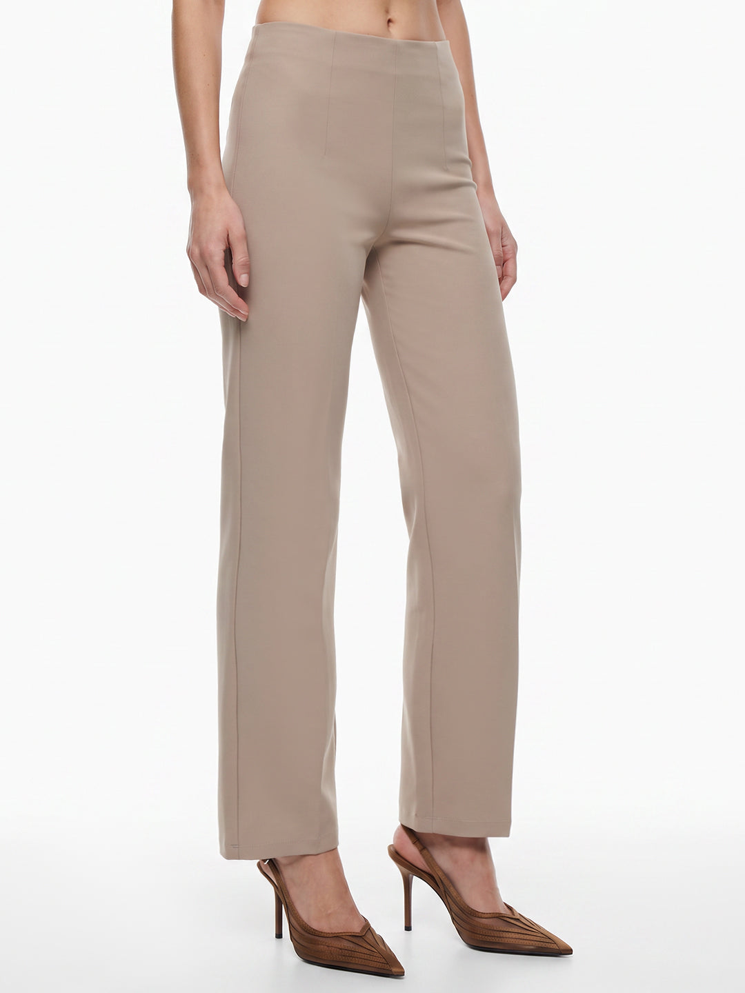 Women Dark Beige Wide Leg Treggings