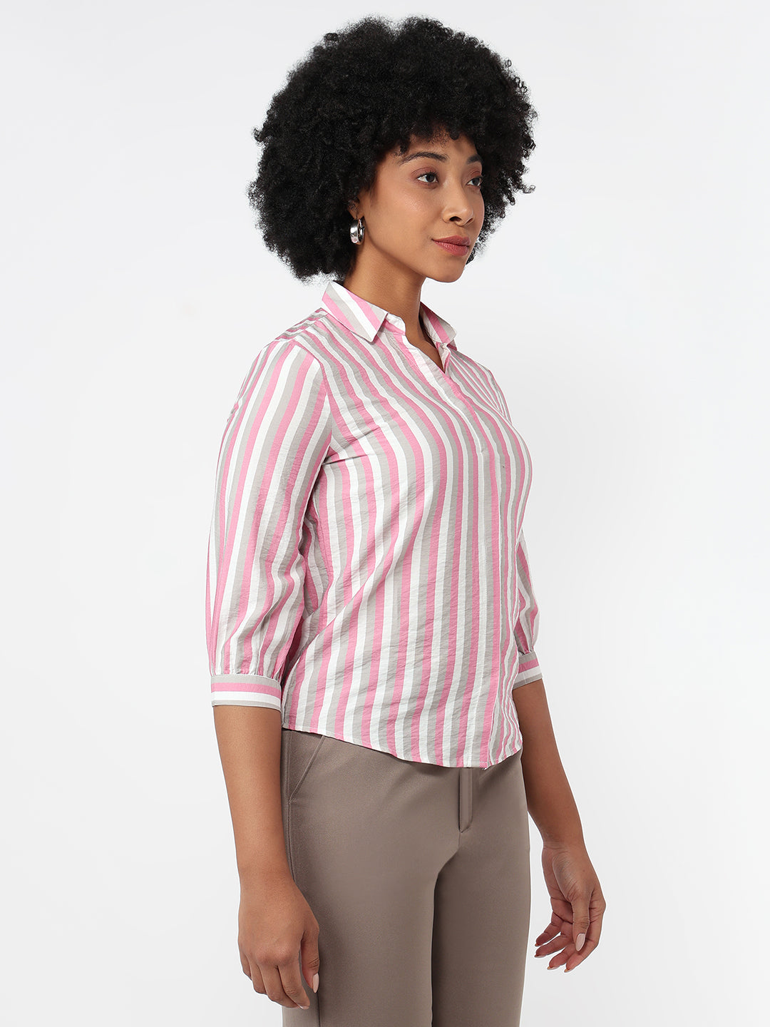 Women Pink/Cement Slim Fit Shirt