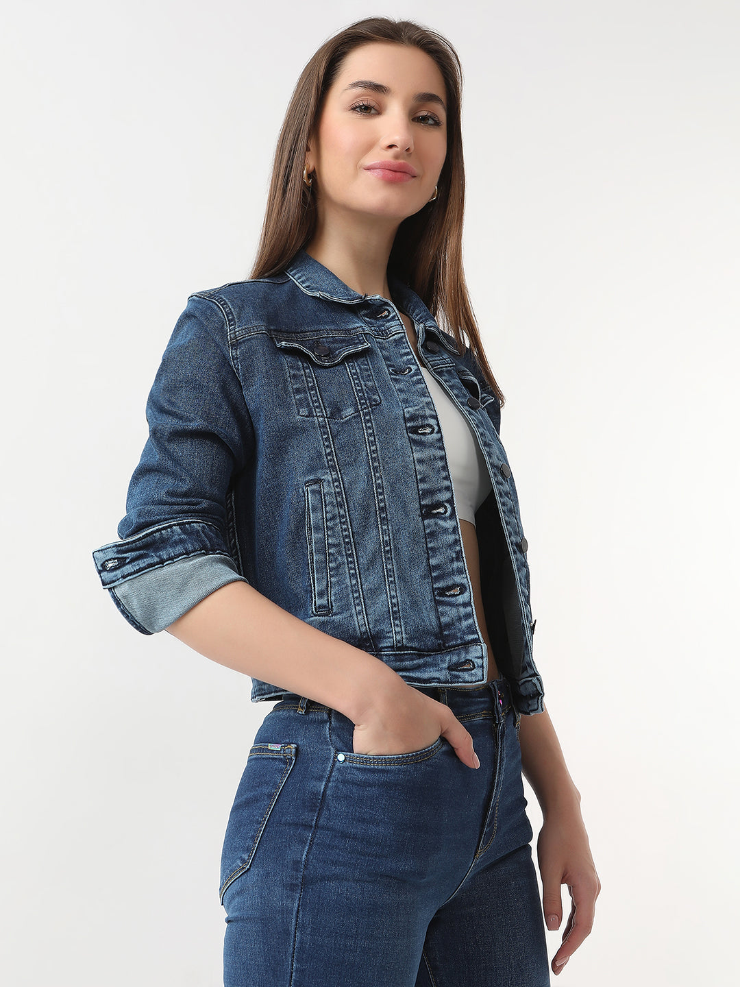 Women Dark Blue Denim Jacket