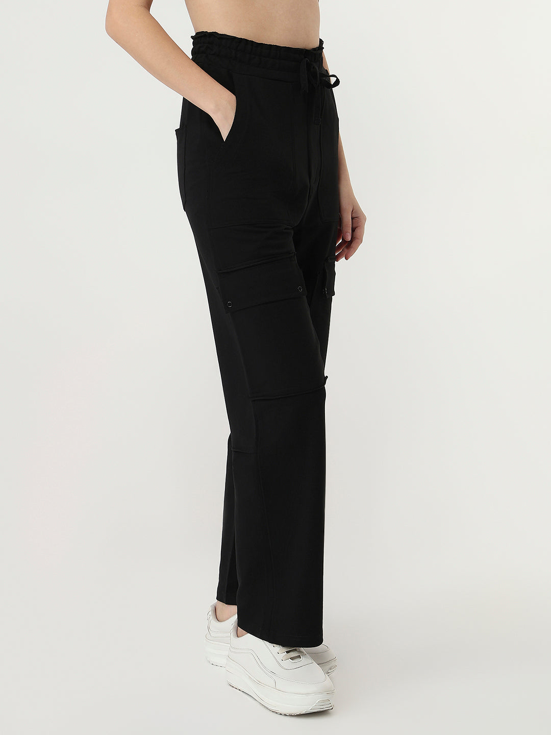 Women Black Mid-Rise Skinny Cargo