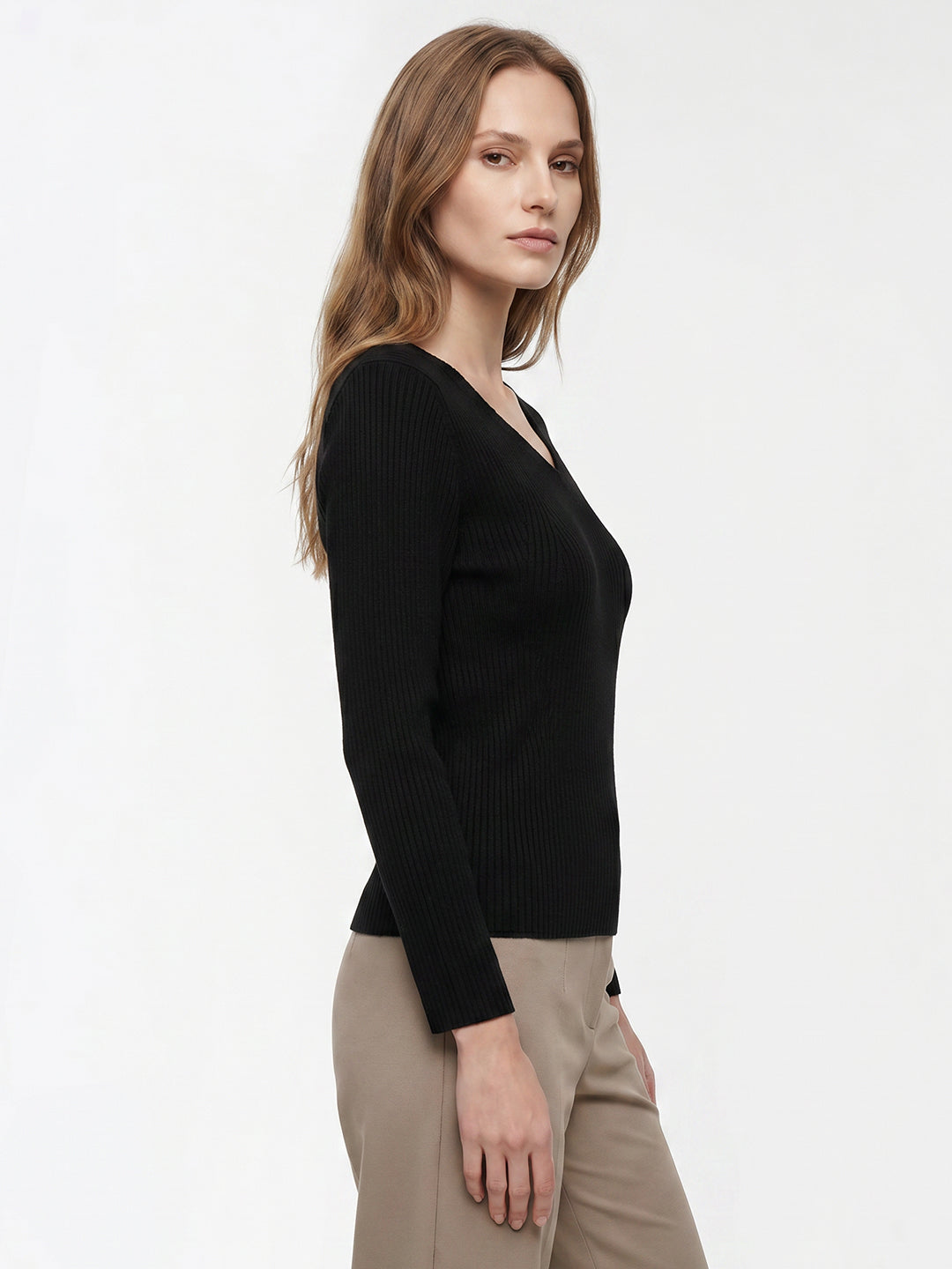 Women Black Flat Knit