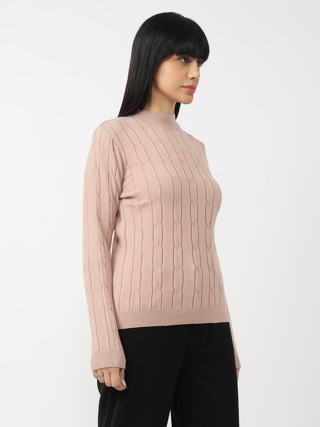 Women Beige Slim Fit Sweater