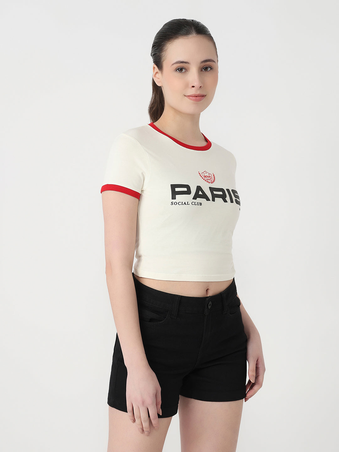 Women Ivory Slim Fit Genz T-Shirt