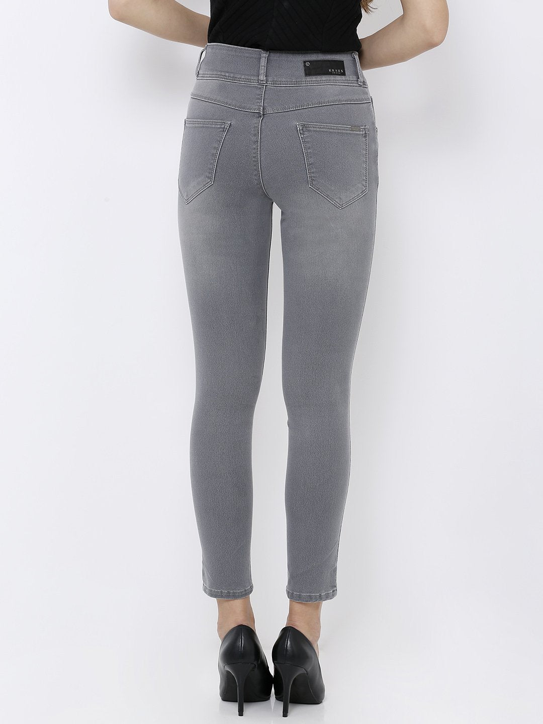 Women Grey High-Rise Skinny Jeans
