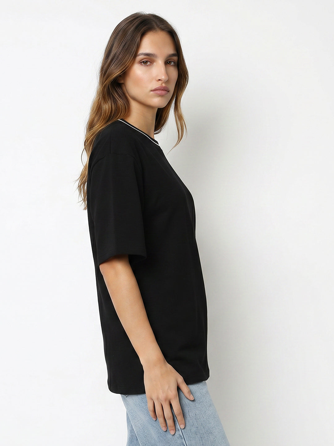 Women Black Oversized T-Shirt
