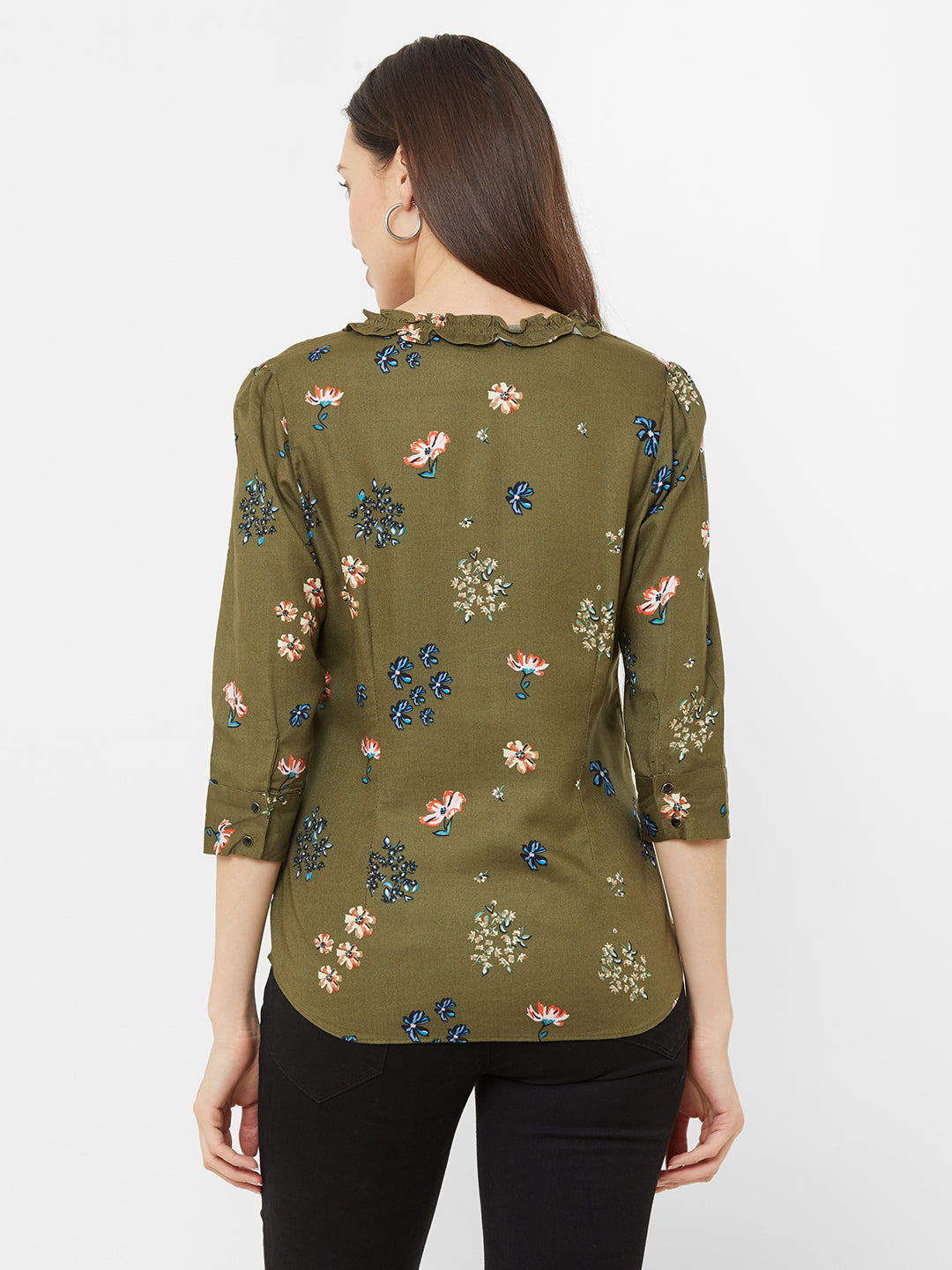 Women Olive Printed Top