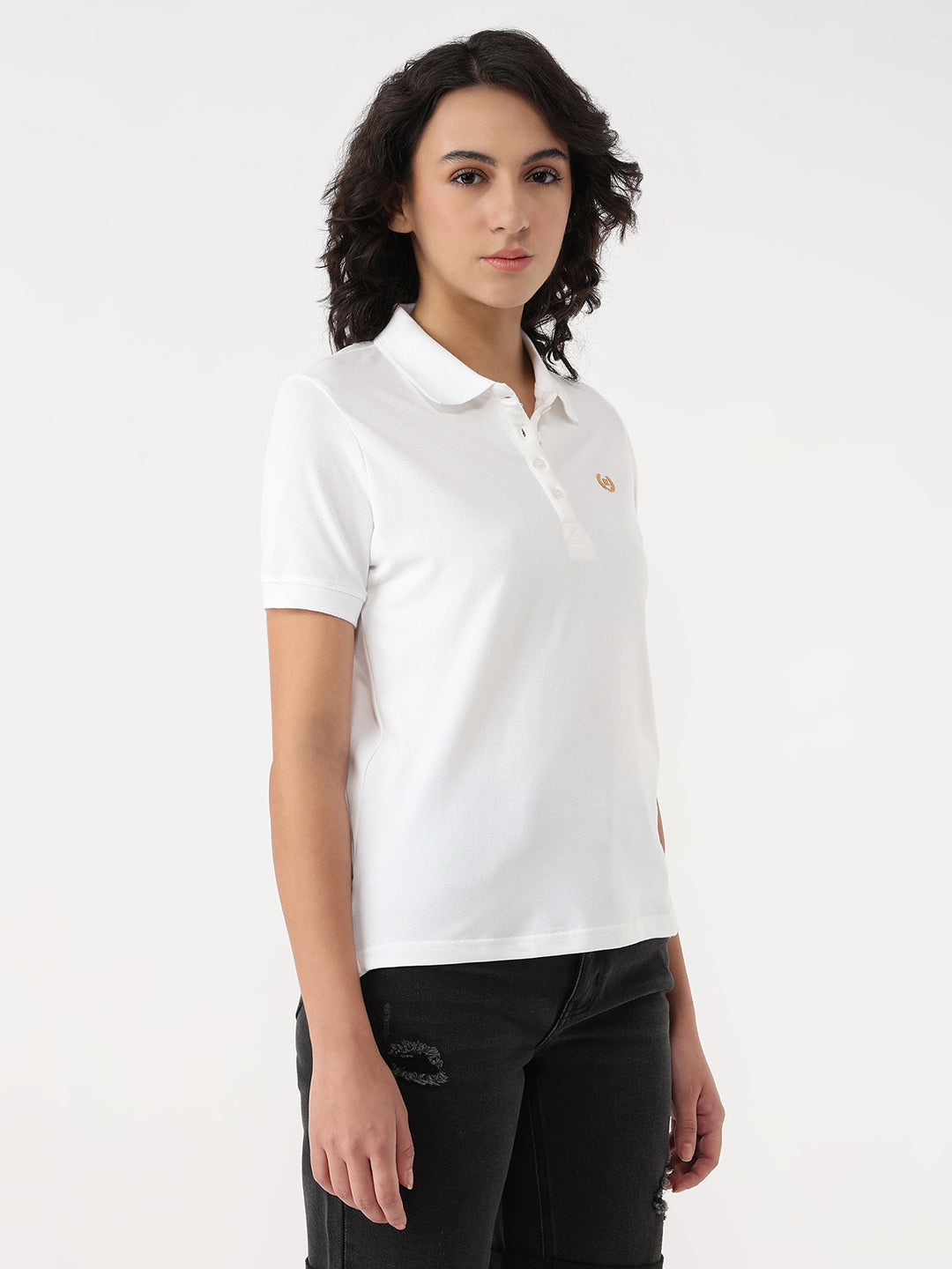 Women White Solid T-Shirt