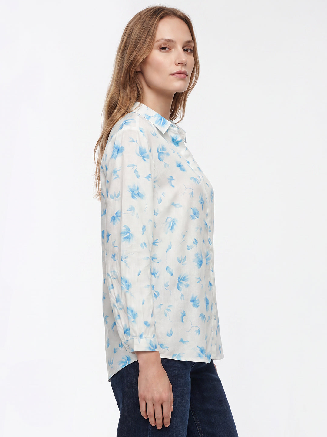 Women Blue Floral Shirt