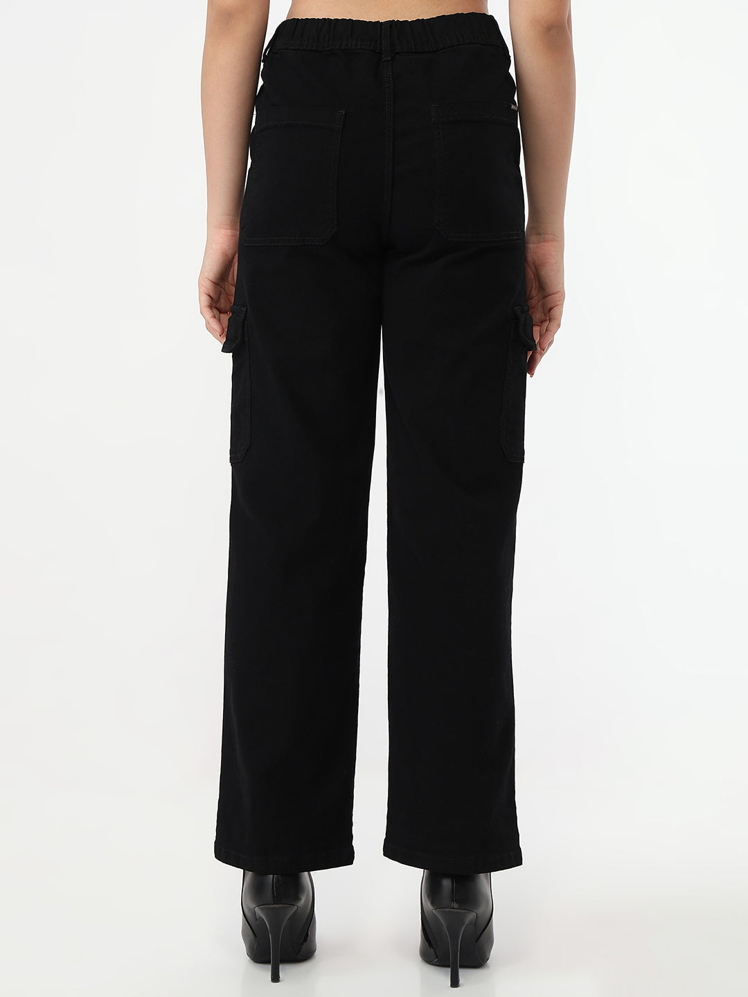 Women Black Mid-Rise Skinny Cargo