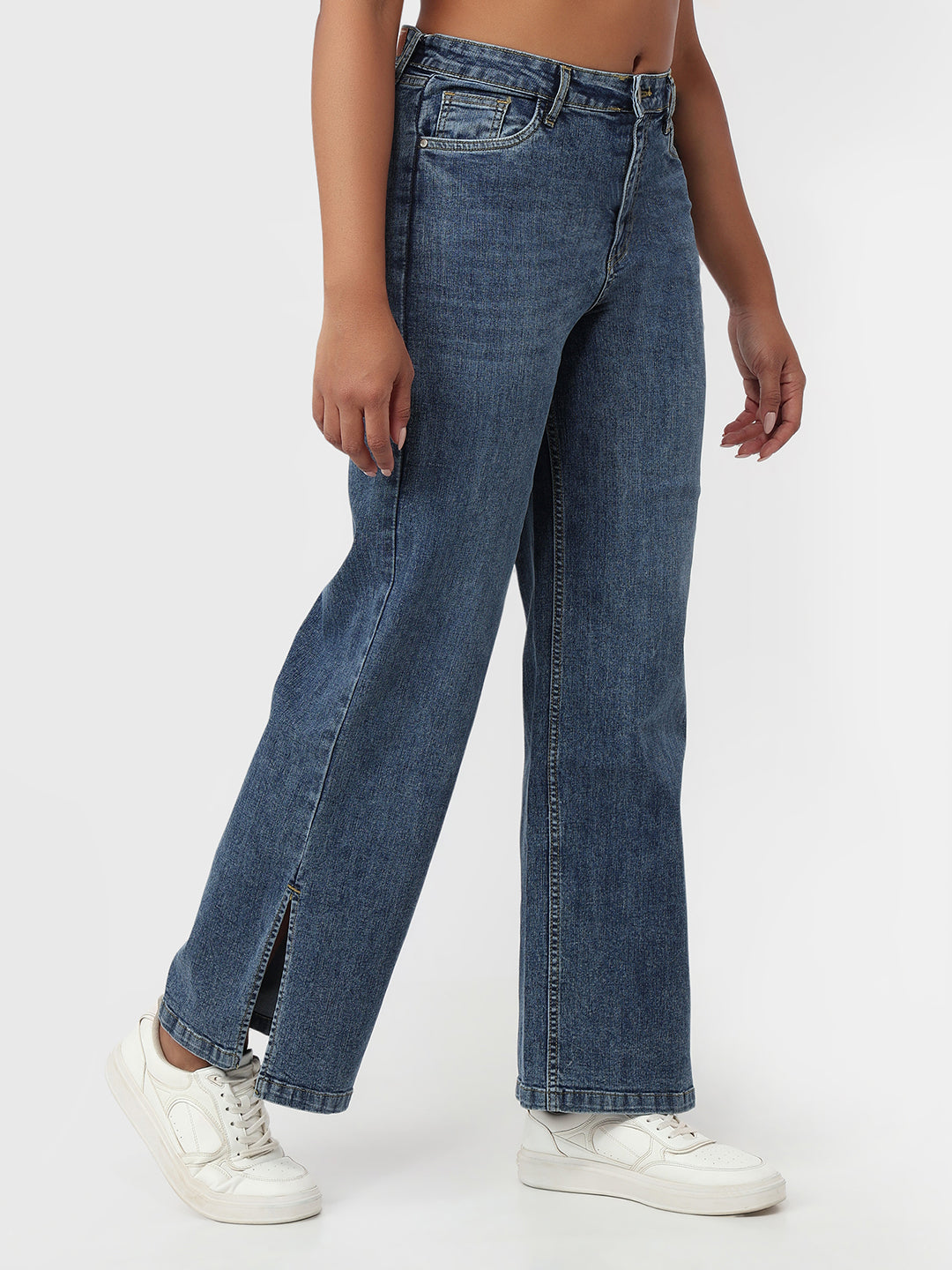 Women Blue High-Rise Wide Leg Jeans