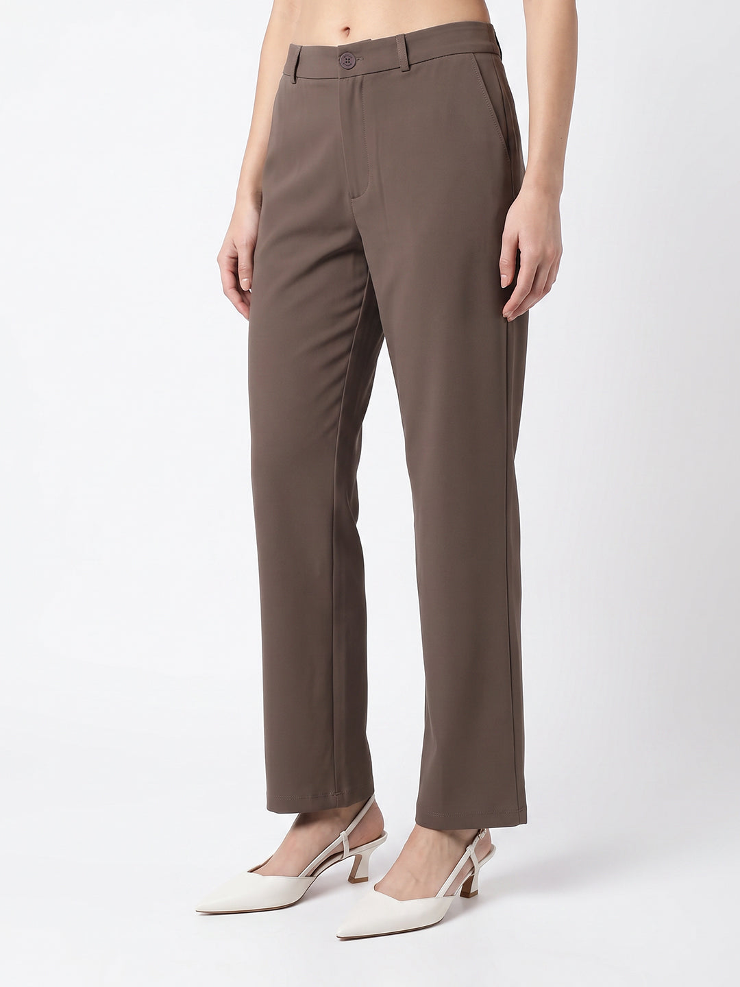 Women Stone High-Rise Straight Fit Korean Pants