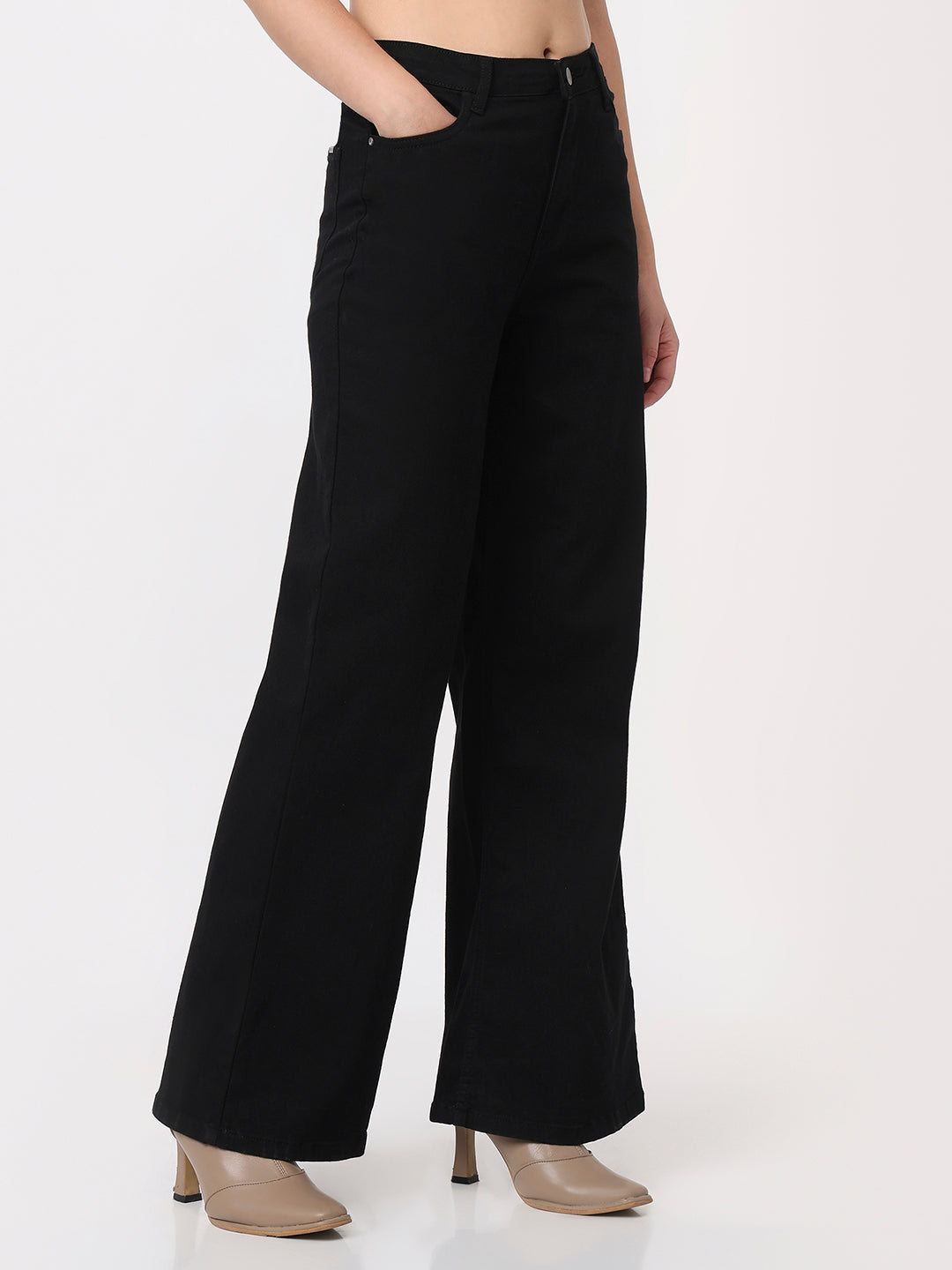 Black Super Wide Leg Jeans