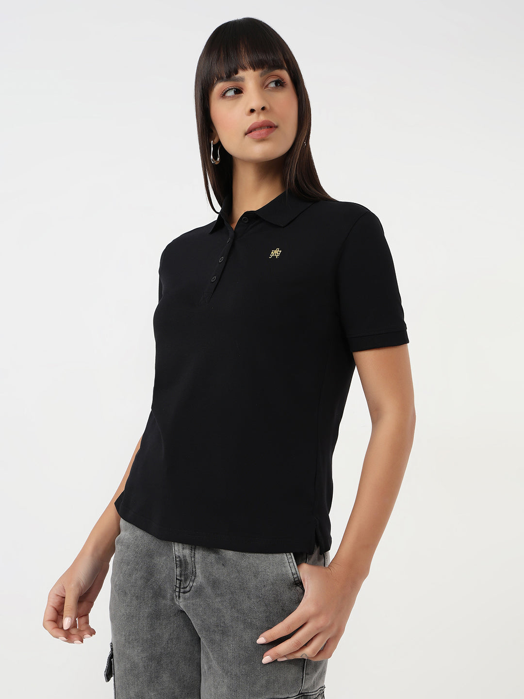 Women Black Slim Fit T-Shirt
