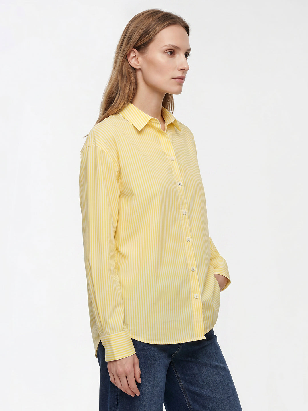 Women Yellow/White Oversize Shirt