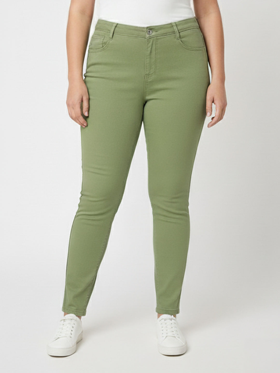 Women Olive High-Rise Skinny Jeans