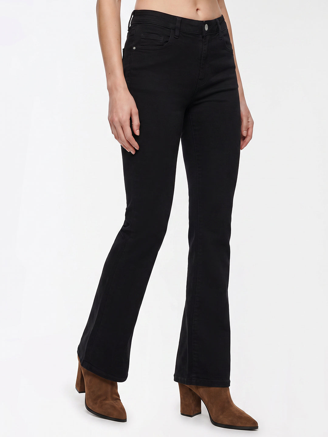 Women Black High-Rise Flare Jeans