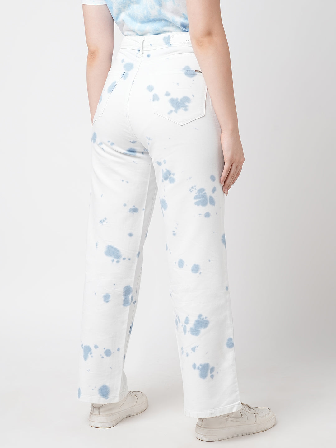 Women Sky Tie/Dye Wide Leg Jeans