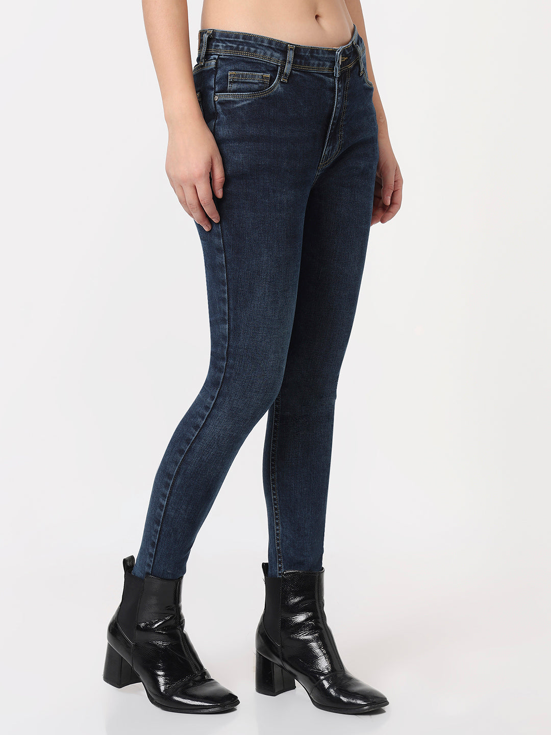 Women Dark Blue High-Rise Skinny Jeans