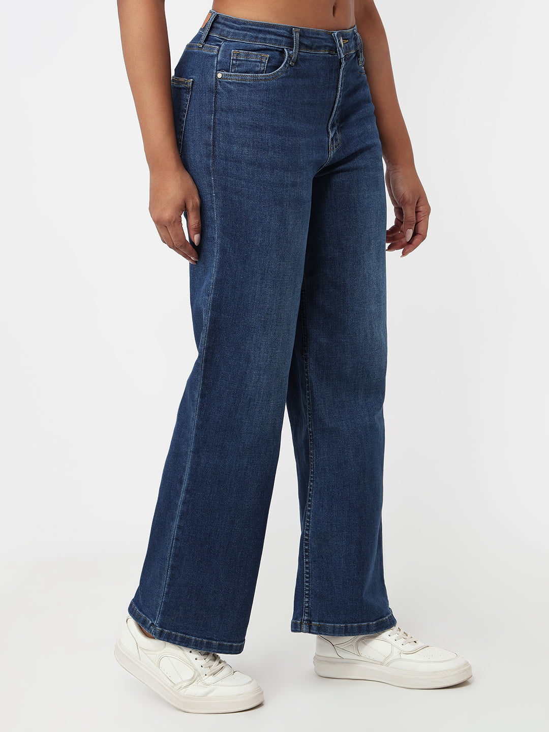Women Blue High-Rise Wide Leg Jeans