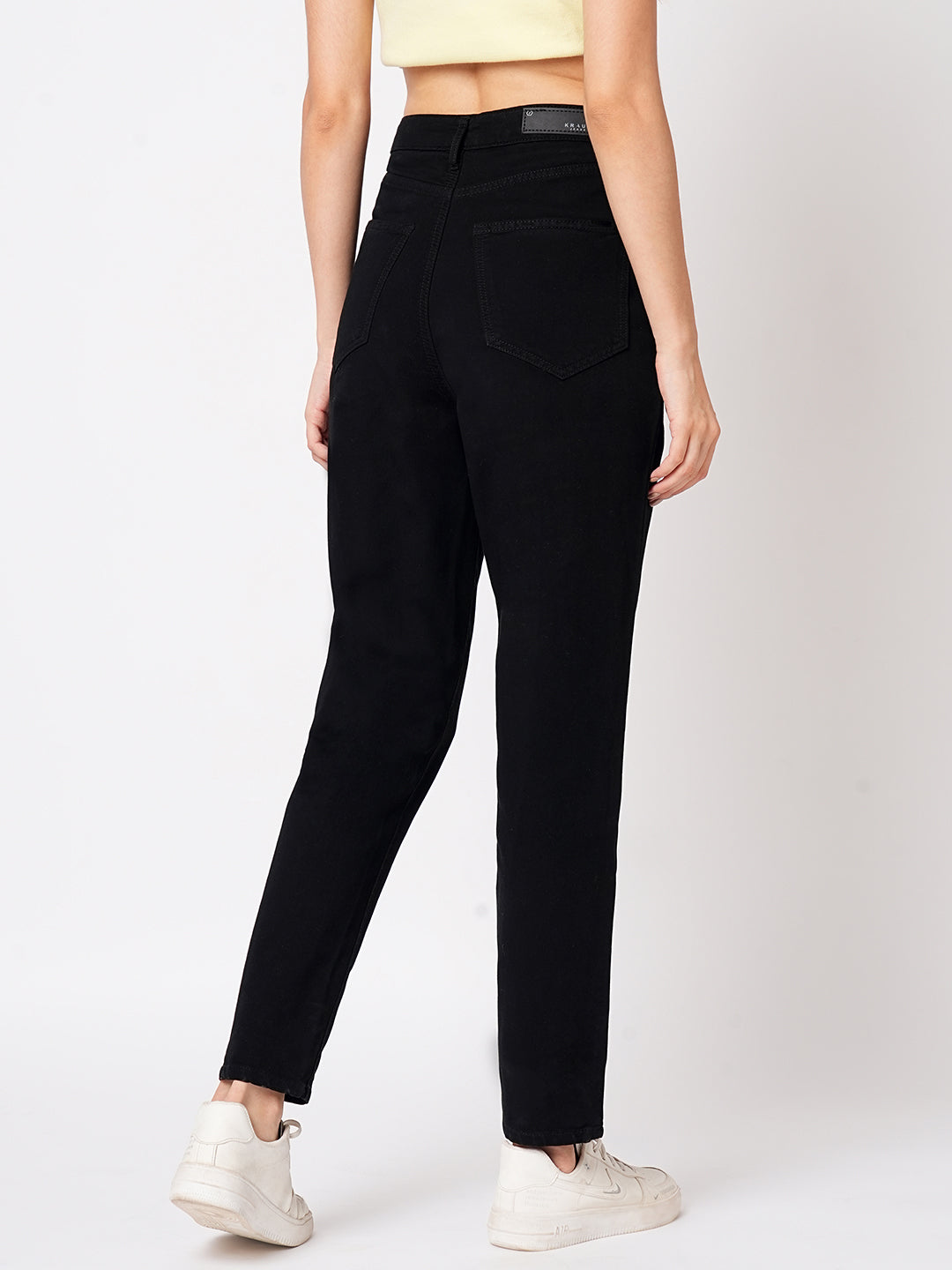 Women Black High-Rise Mom Fit Jeans