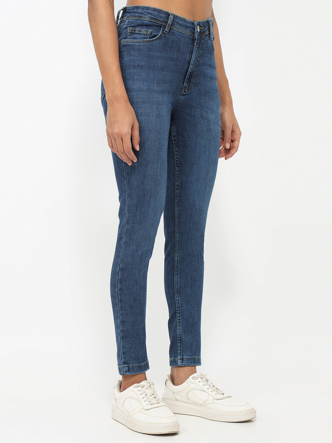 Women Dark Blue High-Rise Skinny Jeans