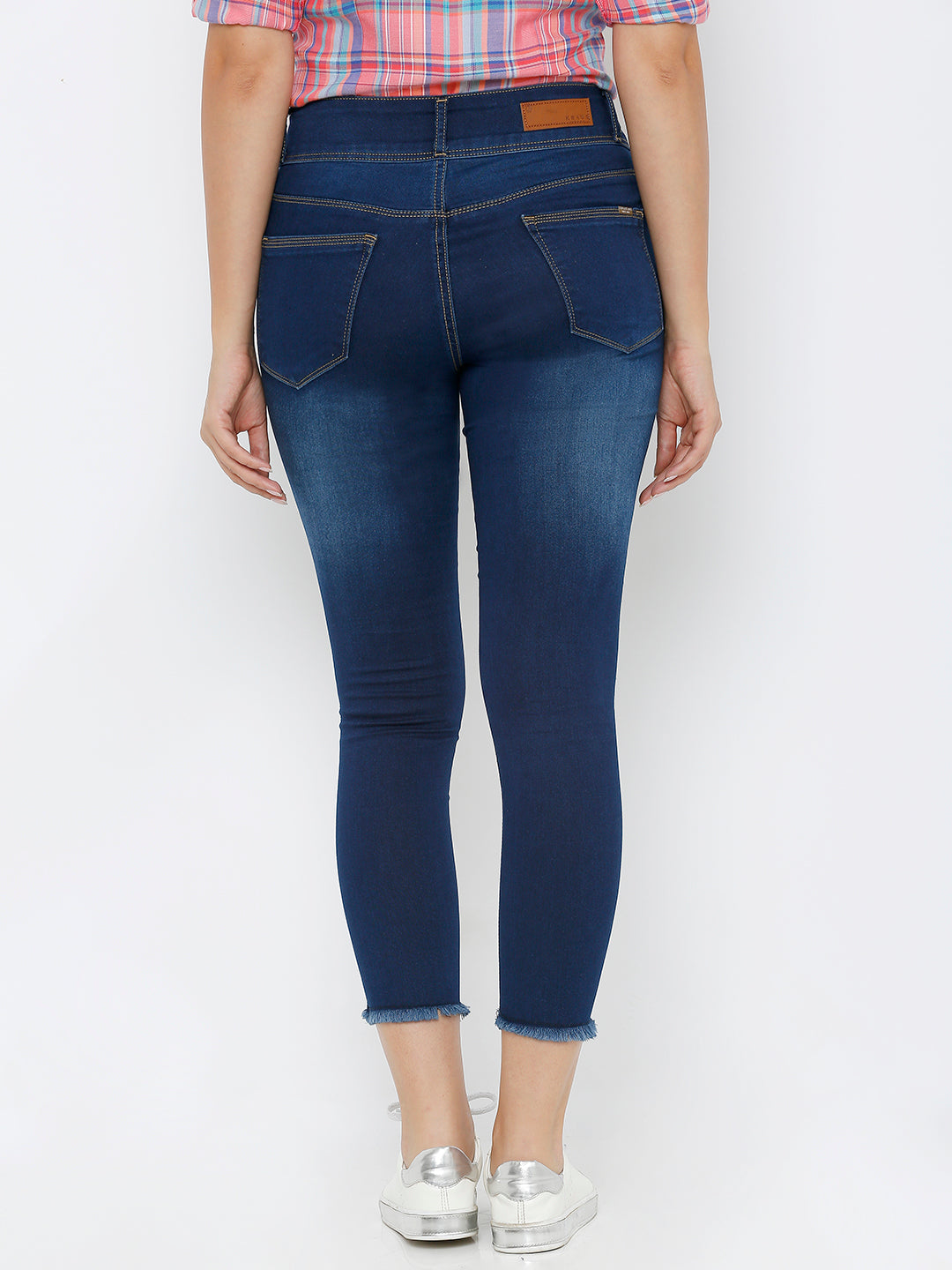 Women Dark Blue Mid-Rise Skinny Crop Jeans