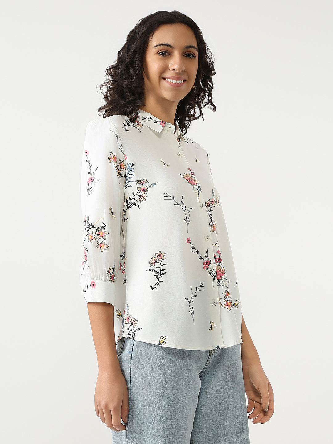 Women Off White Printed Shirt