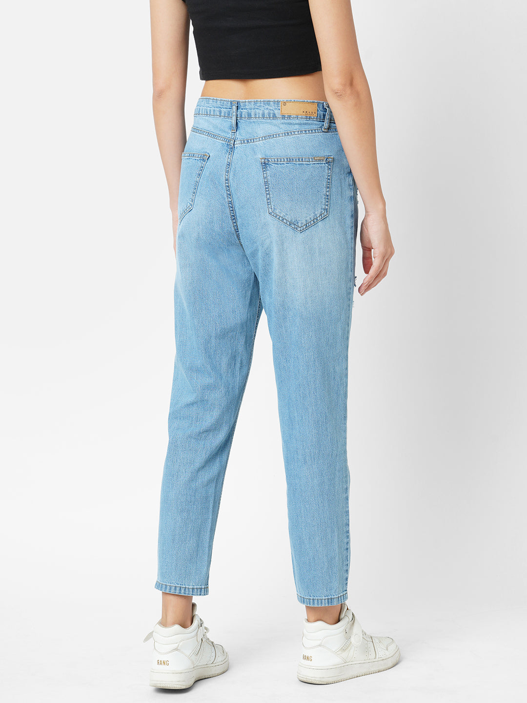 Women Blue High-Rise Slim Straight Fit Jeans