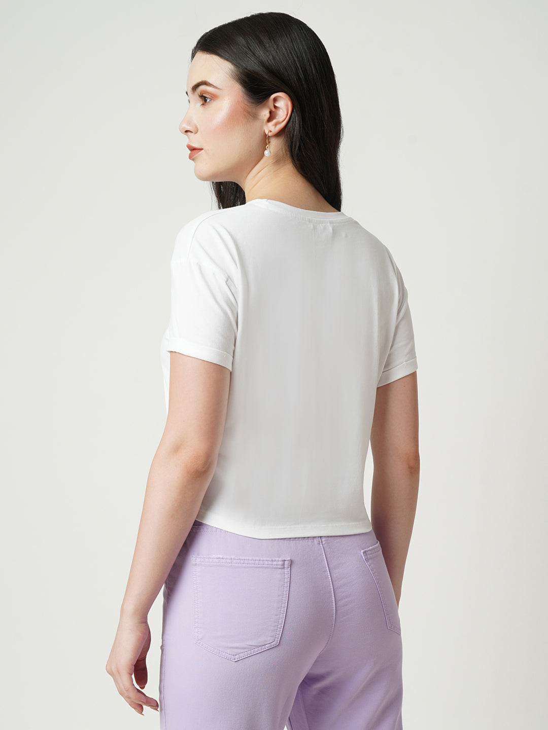 Women Graphic Slim Fit Crop T-Shirt