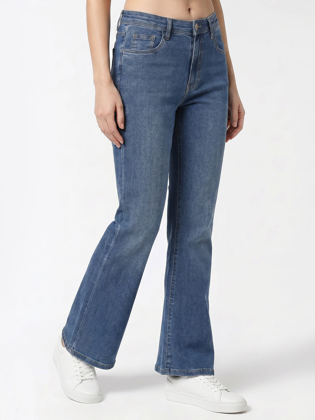 Light Blue High-Rise Crop Flare Jeans