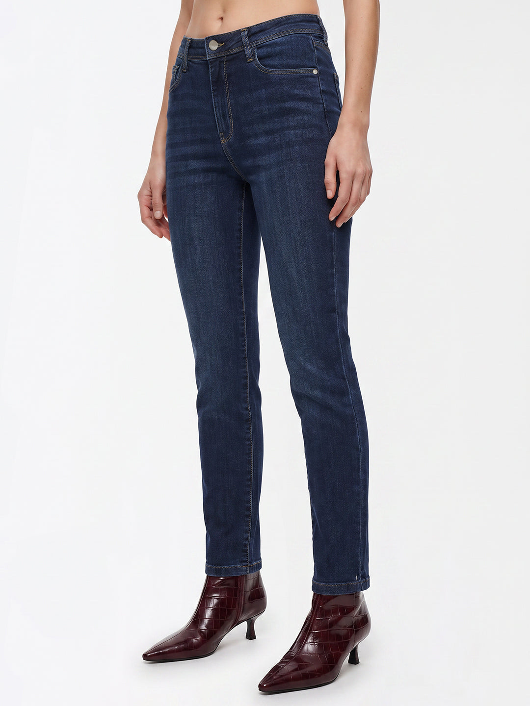 Women Dark Blue High-Rise Skinny Jeans