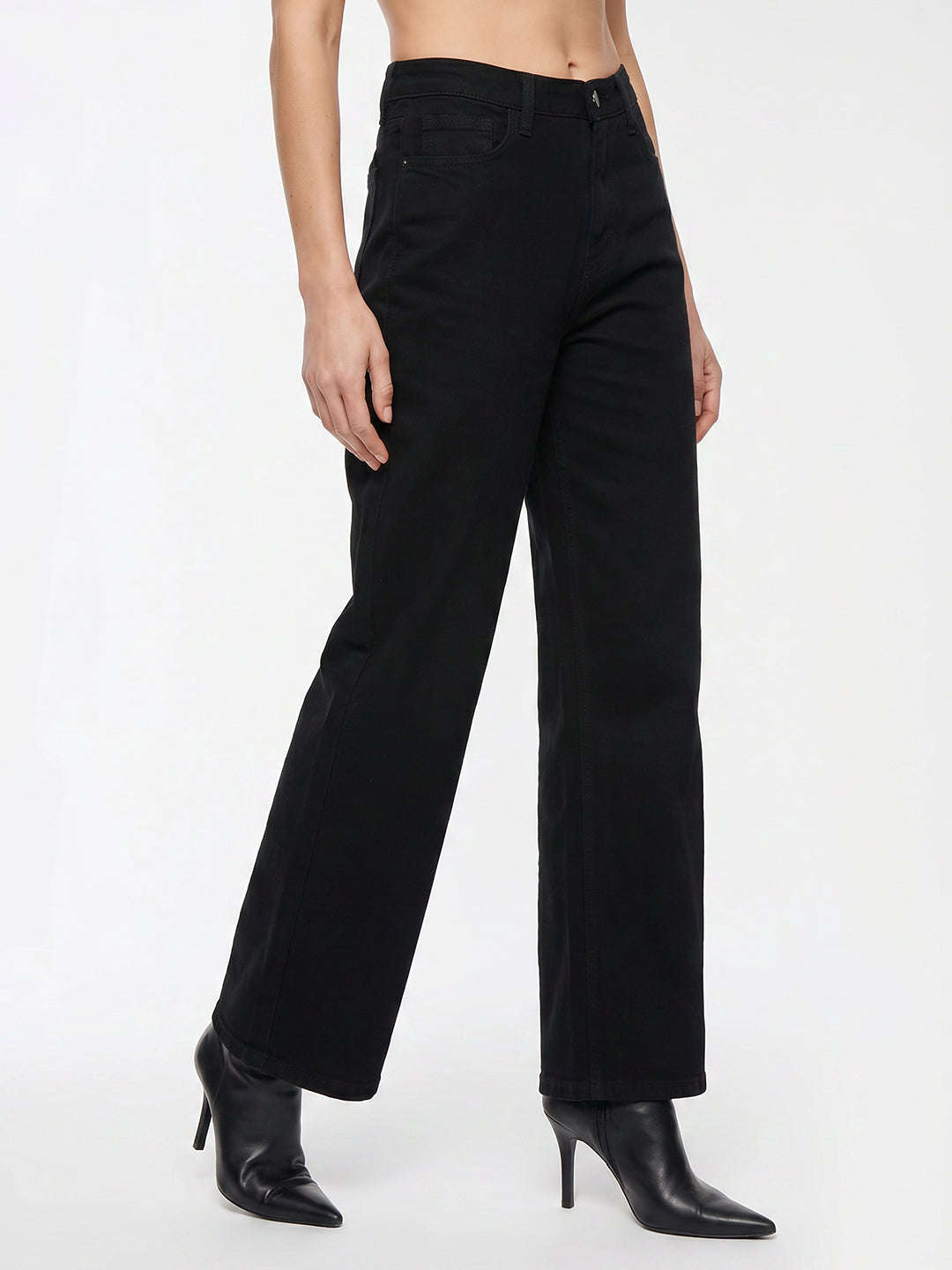 Women Light Blue High-Rise Wide Leg Jeans